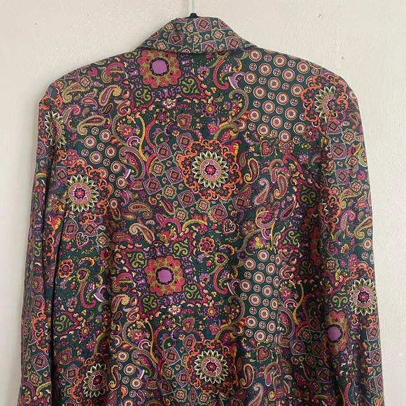 Vintage Susan Bristol Paisley and Floral Print low V-neck Blazer size 12 - Picture 5 of 8